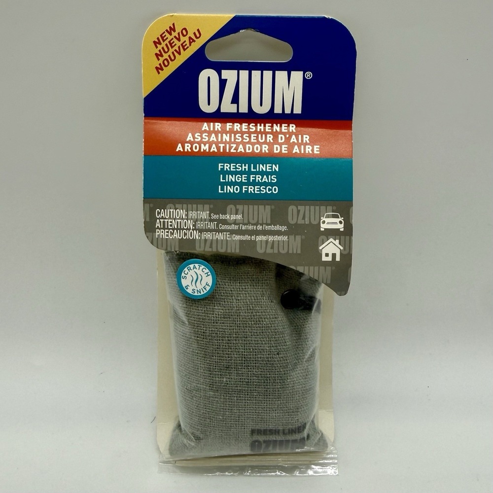Ozium Air‎ Freshener Sachet Fresh Linen Hanging Odor Eliminator Car Home Office